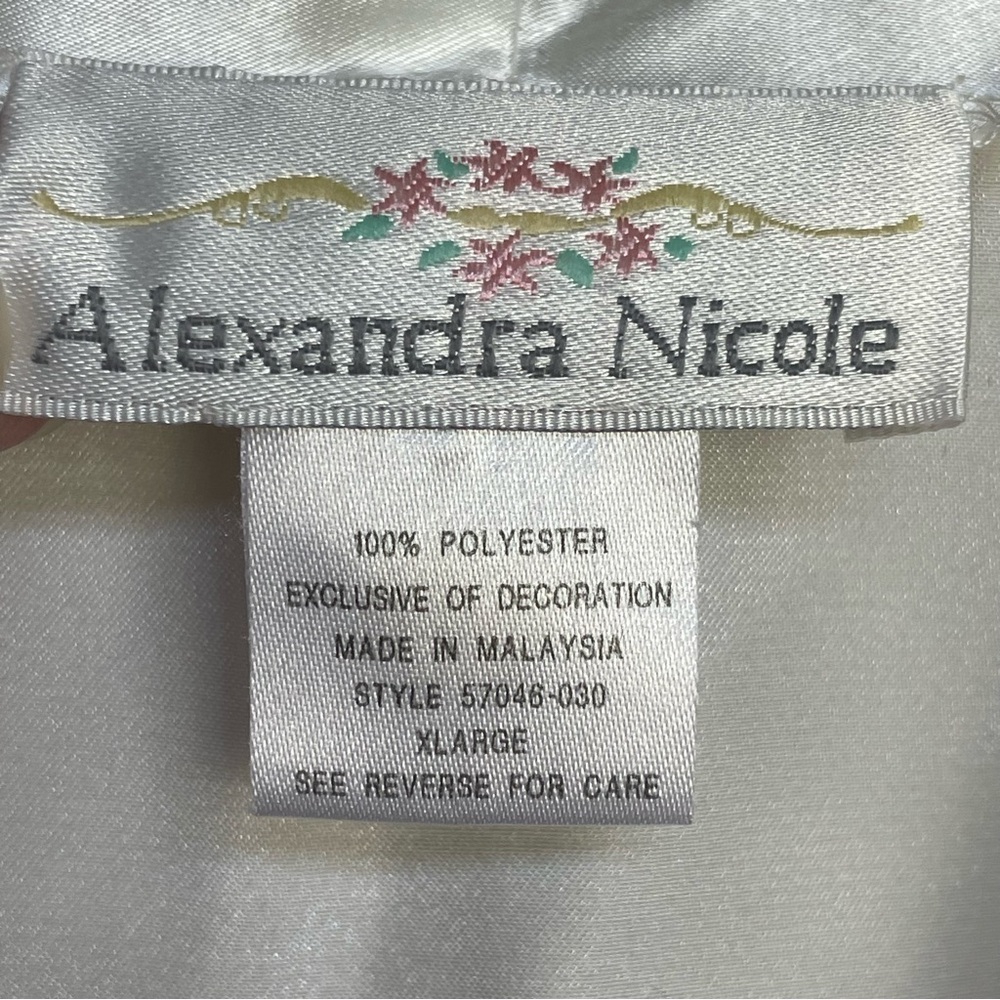 Alexandra Nicole Ivory Lace Pearl Applique Long Sleeve Robe Tie Waist Wedding XL - Picture 10 of 11